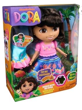 Nickelodeon Dora Dance Doll in Pink and Blue Floral Skirt